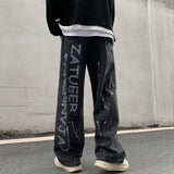 Advbridge  Retro Y2k Black Baggy Jeans Men Women Fashion Harajuku High Waist Printed Denim Trouser Female Hip Hop Streetwear Wide Leg Pants