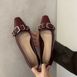 ADVBRIDGE  -  Retro Belt Buckle Design High Heels Women Shoes Square Toe Elegant Low Heel Office Shoe Fashion Brand Mules Pumps Women Footwear