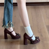 ADVBRIDGE  -  Platform Thick Heel Women Mary Jane Shoes Ladies Elegant Wedding Party Pumps 2026 Spring Ladies Designer Luxury Single Shoes