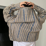 Advbridge Fashionable Striped Knitting Sweaters Men Autumn Streetwear Y2K Loose O Neck Long Sleeve Knit T-shirts Mens Vintage Sweater Tops