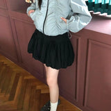 Advbridge Korean Lace-up Pleated Mini Skirts Nylon Solid Ruffles Bowknot Short Dress Streetwear Loose A-line Skirts For Women 2024 Summer