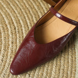 ADVBRIDGE  -  Women's genuine leather metal buckle pointed toe slip-o Mary Jane flats high quality soft comfortable 2cm kitten heel shoes sale
