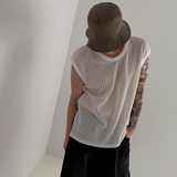 Advbridge Y2K Hollow Knitted Tank Tops Men Summer Vest Fashion Streetwear O Neck Sleeveless Tops Tees Leisure Knit Camisoles Sweatshirts