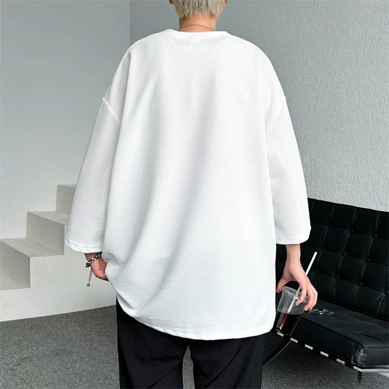 ADVBRIDGE  -  Male Good Quality T-Shirts Men Summer Sale Cotton Male T Shirt Short Sleeves Solid Tee Shirt Boys Basic Plain Tops 2025 Q73