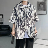 ADVBRIDGE  -  M-5XL Plus Size Men's Chinese Traditional Shirt Tai Chi Kung Fu Turn Collar Knot Button Shirt Short Sleeve Summer Clothing Male