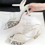 ADVBRIDGE  -  Fashion Leopard Print Thin High Heeled Shoes Woman Pointed Toe Buckle Shallow Women Sandals Summer Sexy Open Toe Party Shoes
