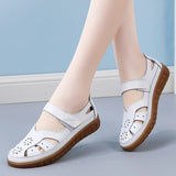 ADVBRIDGE  -  Summer Women Breathable Leather Sandals Ladies Comfortable Flats Walking Slippers Covered Toe Beach Shoes Female Casual Shoes