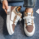 ADVBRIDGE  -  Autumn Fashion Embroidery Low Top Casual Shoes for Men Retro Versatile Comfortable Non Slip Wear Resisdent Lace Up Sneakers
