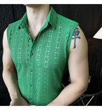 ADVBRIDGE  -  Slim Korean Style Sleeveless Trendy Business Casual Men's Hollow Cool Breathable Vest Shirt