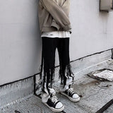 Advbridge Hip-hop Black Trousers Loose Large Size High Street Fashion Brand Men and Women Floor-length Straight Jeans