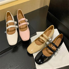 Advbridge New Spring Mary Jane Shoes Casual Shoes Chunky Heels Shoes for Women Square Toe Women Pumps Zapatos Mujer Large Size 34-43