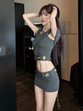 ADVBRIDGE  -  Y2k Aesthetic Sexy Women Dress Vintage Grunge Skew Collar Harajuku Sleeveless Dresses Streetwear Summer Expose Waist Vestidos
