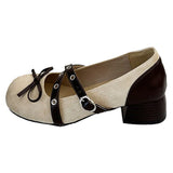 ADVBRIDGE  -  New Spring Vintage Thick Heel Women Mary Jane Shoes Concise Belt Buckle Shoes Female Elegant Party Dress Pumps