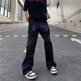 Advbridge Y2K retro street print alphabet star jeans men and women hip-hop high street spring and autumn loose straight drag casual pants