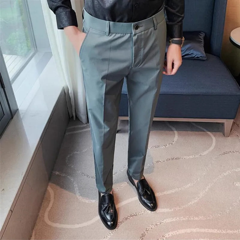 Advbridge 28-36 New Slim Men's Pants Stretch Trousers Men Sunmmer High Quality Classic Solid Color Business Casual Wear Formal Suit Pants