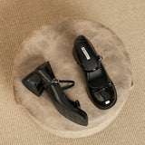 Advbridge New Designer Round toe bowtie mary janes pumps women thick high heels lolita shoes ankle strap japanned leather talons femmes
