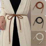 Advbridge New Round Leather Rope Dresses Coat Decoration String Waist Belt For Women Solid Fashion Long Waist Chain Vintage Waistband