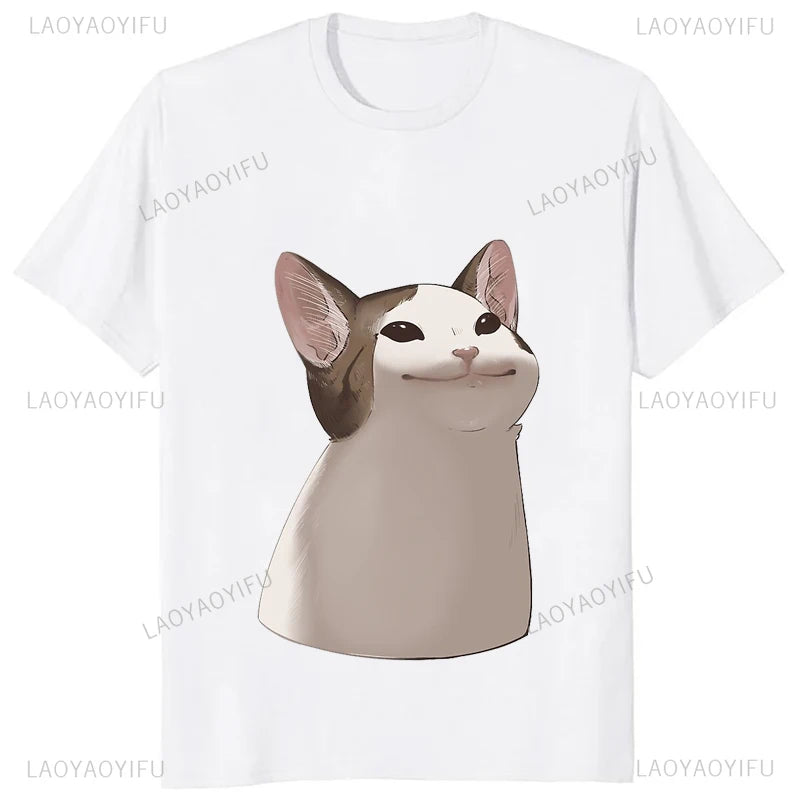 Advbridge Funny Kawaii Cat Meme Graphic Couples T Shirt Dance Happy Cartoon Casual Fashion Women Tshirt Loose Soft Harajuku Man T-shirt