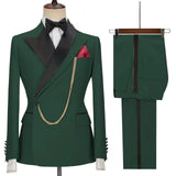 Advbridge Solid Men's 2 Pieces Suit Double Breasted Jacket and Trousers Dinner Party Wedding Groom Tuxedos Slim Fit Formal Business Suits