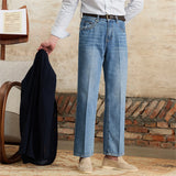 ADVBRIDGE  -  Summer Thin Gentry Vintage Jeans Italian High Waist Straight Taste Casual Long Pants Trendy Men