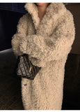 Advbridge Winter Long Loose Casual Soft Thick Warm Fluffy Black Faux Fur Coat Women Stand Collar Hairy Furry Fuzzy Overcoat