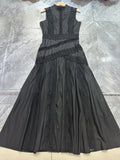 ADVBRIDGE  -  Design sense embroidery elegant sleeveless dress women's summer women's new high waist hollow big swing fashion A-line skirt