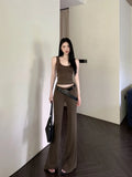 Advbridge -  Sweet Hot Girl Suit Women's Summer Slim Fit Camisole Vest Top Casual Flare Long Pants Two-piece Set Fashion Female Clothes