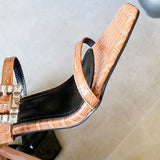 ADVBRIDGE  -  Luxury Rhinestone Buckle Women Sandals Square Toe Open-toe Thin Heel Designer Shoes Summer Fashion Comfort Non-slip Slide Sandal