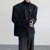 Advbridge Autumn Men's Light Luxury Casual Streetwear Collarless Shoulder-padded Jacket Long Sleeve Solid Color Retro Korean Popular Coat