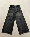 Advbridge New Fashion Y2k Washed Hip Hop Oversized Jeans Men's Casual Punk Rock Loose Straight Distressed Wide Leg Pants Street Wear