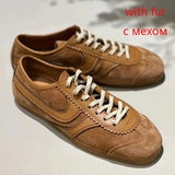 Advbridge Genuine leather training women's lace-up casual sports shoes 2025 autumn and winter plus velvet retro German training shoes