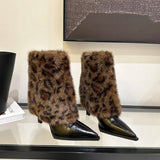 Advbridge Designer Pointed Toe Women Modern Ankle Boots Fashion Leopard Print Short Booties Ladies Concise High Heels Shoes