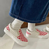 ADVBRIDGE  -  Thick-soled Checkered Women's Shoes Casual Slip-on Loafers New Spring Fashionable Rubber Board Shoes For Men Women
