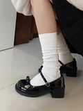 ADVBRIDGE  -  Mary Jane Shoes for Women with Bow Black Woman Pumps Round Toe Medium Heels Genuine Mark Korean Style Wholesale Fashion Vacation