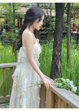 Advbridge France Vintage Sweet Tie-dyed Fairy Dress Summer Women Elegant Chic Ruffles Princess Dresses Female Casual Beach Vestidos