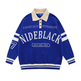 Advbridge Men Sweater Letter Print Hip Hop Streetwear Retro Polo Collar Harajuku Sweter Oversize Pullover Autumn Male Sweaters Pull Homme