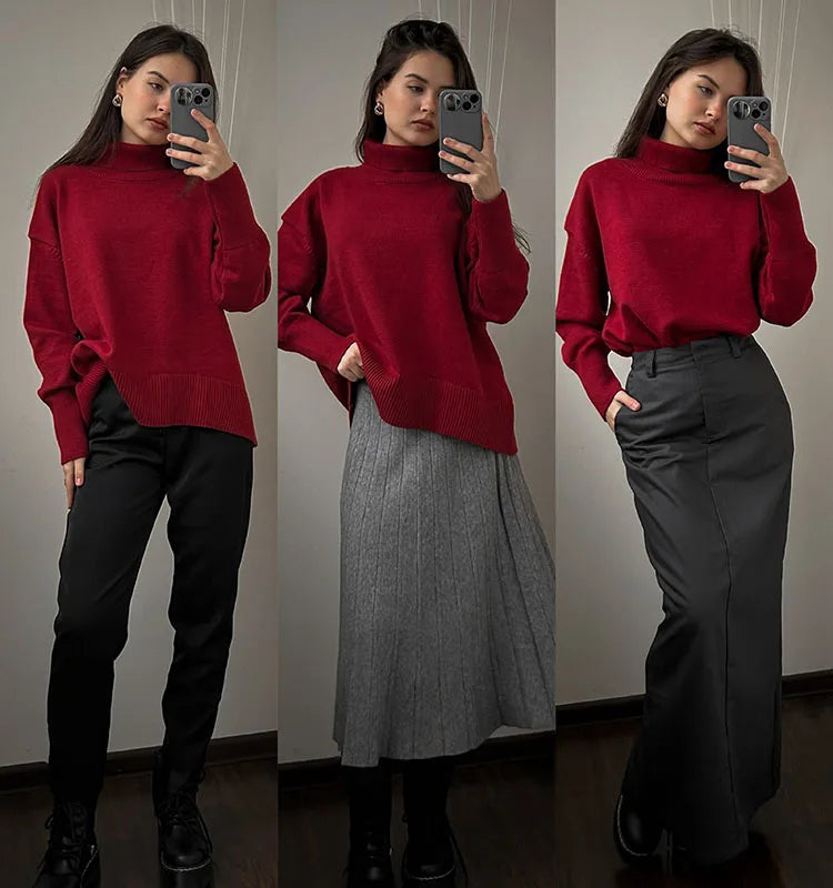 Advbridge aspen outfit winter Morgan Turtleneck Knitted Sweater