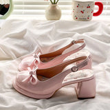 ADVBRIDGE  -   Lolita Shoes for Women Summer Patent Leather Sandals Outdoor Soft Beach Shoes Women Thick Heels Platform Shoes Women Bow Sandals