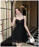 ADVBRIDGE  -  French Style Apricot Elegant Princess Dress Women Lace Strapless Sexy Mesh Mini Dresses Summer Sweet Kawaii Birthday Vestidos