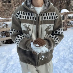 Advbridge Men‘s Wintern outfits New Knitted Hat Deer Open Cardigan Sweater Autumn Men's Fashion Harajuku Versatile Personality INS Trend Pullovers Advbridge Men‘s Wintern outfits