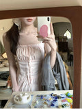 Advbridge 2024 Summer Woman Sweet Pink Dot Y2k Midi Dress Casaul Sleeveless Fashion Party Dress Beach Outwear One Piece Dress Korean Chic