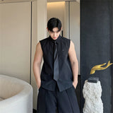 Advbridge New Summer Men's Shirts Loose Turn-down Collar Sleeveless Simple Solid Color Male Tops Casual Clothing Chic 2024