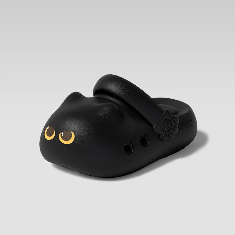 New 2 in 1 Cute Cat Clogs Woman Non Slip Breathable Closed Toe Kitty Feet Sandal Light Indoor Outdoor Cartoon Garden Shoes Women