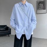 ADVBRIDGE  -  M-5XL Plus Size Men's Striped Long Sleeve Shirt Loose Fit Button Up Tops For Office Dinner Party Single Breasted Autumn Clothing