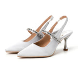 Advbridge  Summer Sandals Female Crystal Bridal shoes woman Fashion Thin Heel Bling Girls Pointed Toe fashion Sandals Sling-Back