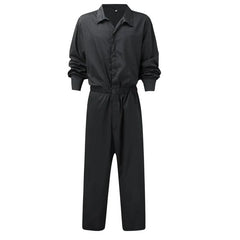 Advbridge Fashion Men Jumpsuits Solid Color Lapel Long Sleeve Casual Cargo Clothes Overalls Male Rompers Streetwear Girdle Waist Siamese