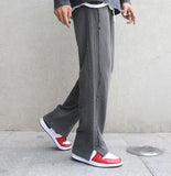 Advbridge Trousers Male Slit Wide Men's Casual Pants Black Loose New in Streetwear Trend Stylish Cotton Sale Korean Style Harajuku Summer