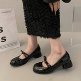 Advbridge Red Vintage High Heeled Leather Shoes Women New Spring Summer Thick Heel Mary Jane Pumps Elegant Woman Shoes with Low Heels