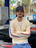 Advbridge Fashion Letter Embroidery Men's Knitted Cardigan Male Fashion Long Sleeve Contrast Zipper Jacket Autumn Hip Pop Street Knit Coat