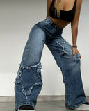 Advbridge Y2K New Fashion Star Embroidery Patch Baggy Jeans Women Street Harajuku Vintage Hip Hop Casual Gothic High Waist Wide Leg Pants